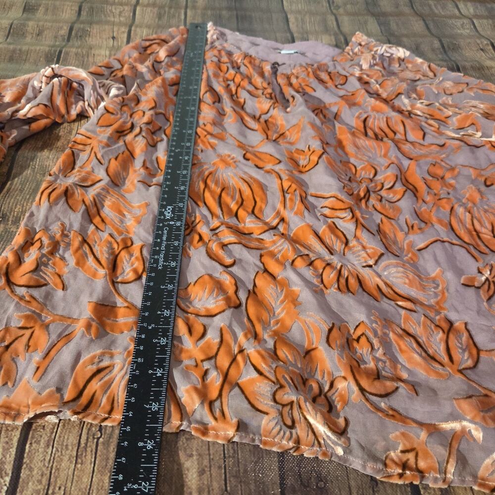 Sundance Top Womens S Peach Mauve Eloise Floral Velvet Burnout Silk Blend Boho - Picture 3 of 9